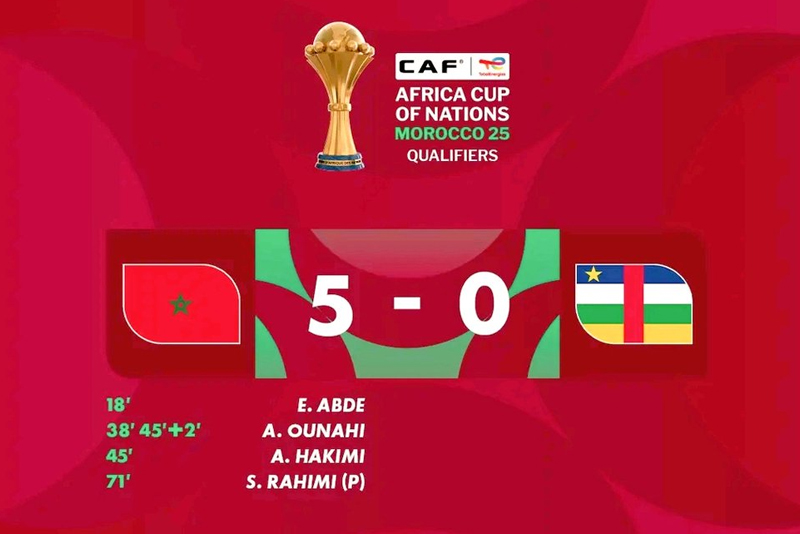  المنتخب المغربي يفوز على منتخب إفريقيا الوسطى (5-0)